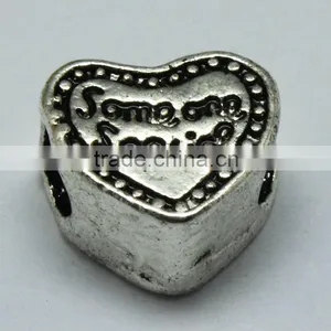 Some One Special Text Heart Shape Zinc Alloy Beads With Round Hole thumbnail-3