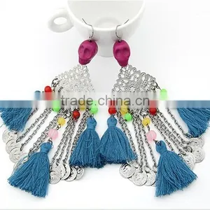 Chandelier Statement Earrings Fabric Statement Earrings Tassel Earrings thumbnail-1