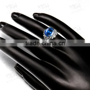 2015 Latest Popular Single Big Blue Neelam Stone Gold Ring Designs for Women Ladies Quality Choice thumbnail-5