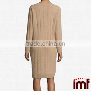 Long-Sleeve Cable-Knit Cashmere Dress thumbnail-2