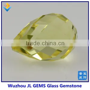 Synthetic Crystals Light Yellow Teardrop Glass Bead With Drill Hole Stone thumbnail-1