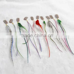 2016 Hot Sale Cheap Grizzly Natural Real Rooster Clip In Feather Hair Extensions thumbnail-2