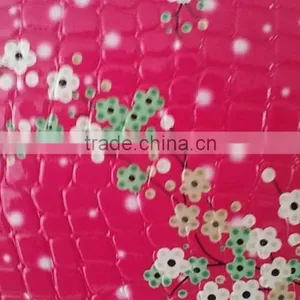 Wholesale Low Price High Quality Pu/pvc Sythetic Leather Printed Emboss Flower Pattern Reflect Leather thumbnail-3