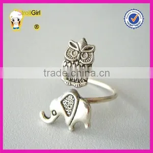 925 Italian Silver Ring Owl and Elephant Animal Ring Cheap Animal Rings thumbnail-1