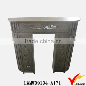 Hand Carved Eco Painted Wooden Fireplace Mantel thumbnail-1
