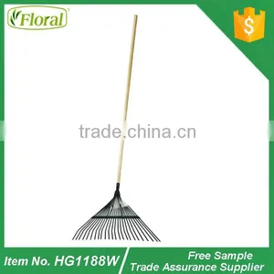 Metal Leaf Rake With Wooden Handle thumbnail-1