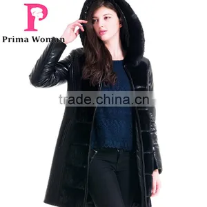 Used Long Winter Women Medium Length Coat With Mink Hat Overcoat thumbnail-2