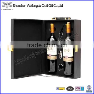 Top Grade New Design 2 Bottle Leather Red Wine Handle Case thumbnail-1