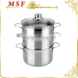 3 Layers Satin Polished Stainless Steel Steam Pot With Welded Handles thumbnail-1
