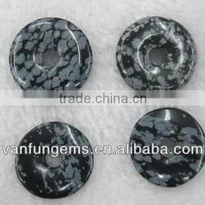 Wholesale Gemstone Snowflake Obsidian Donut Pendant thumbnail-2