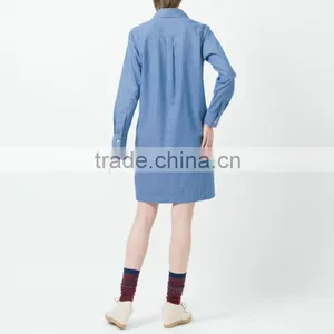 2015 Fashion High Quality New Women Denim Dress Plus Size Washed Loose Long Sleeve Jeans Dresses For Ladies Quality Choice thumbnail-2