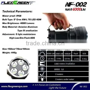Flexgreen 5xXML T6 40w 4000lm High Bright Led Search Flashlight thumbnail-3