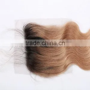 7A Philippine Virgin Hair Ombre #1b/#613 Color Way Body Wave With Closure 4x4 Lace Closure Bleached Knots Two Tone Top Closure thumbnail-1