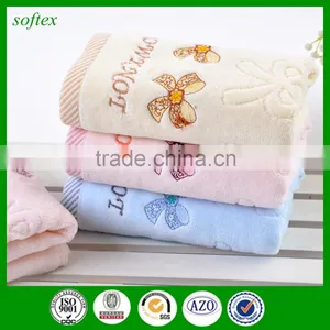 Cheap Soft Water Absorption Cotton Bowknot Jacquard Cut Pile Face Towels With Embriodery thumbnail-4