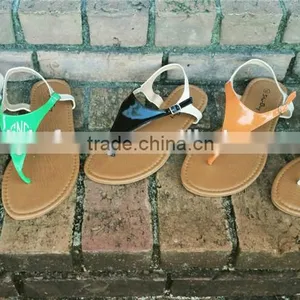 New Womens T-Strap Flat Flip Flop Monogrammed Sandals thumbnail-1