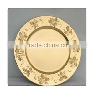 Decorative Plastic Gold Flower Plates thumbnail-1