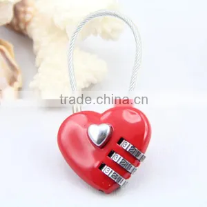 High Quality Mini Heart-shaped Padlock Heart Shape Resettable Combination Cable Lock Luggage Password Lock thumbnail-2