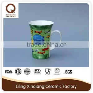 New Item 12oz Ceramic Horn Mug With Plane Decal thumbnail-2