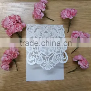 2016 Newmengxing Pearl White Color Wedding Invitation Laser Cutting thumbnail-2