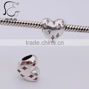 Ove Love Igh High Grade cz Ilver Silver Pave Heart Beads thumbnail-1
