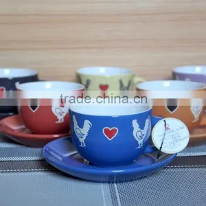 200ml Hen Desgin Ceramic Coffee Cup and Saucer thumbnail-1