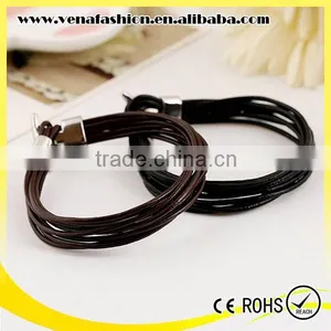 Multilayers Boys Thin Leather Bracelet, Teen Leather Bracelet thumbnail-1