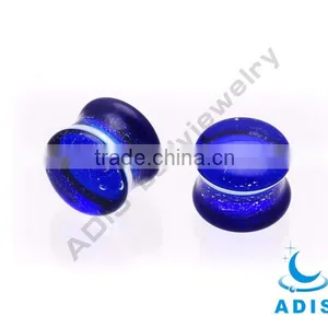 Blue Glitter Ear Plug Tunnel 00 Gauge Ear Stretcher Glass Expander Piercing Jewelry thumbnail-1