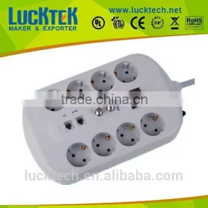 8WAY GERMANY EURO SOCKET POWER STRIP+RJ45+RJ11+TV Function thumbnail-1