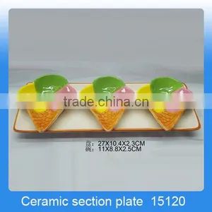 Decorative Ice Cream Shaped Ceramic Section Plate With Big Tray thumbnail-1