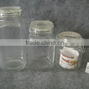 Square Airtight Glass Jar With Glass Lid thumbnail-2