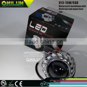 U13 Motorcycle Headlight With Devil Eye and Ange Halo Eye thumbnail-2