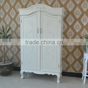 French Style Modern Bedroom Furniture Oak Wood Wardrobe With Two Door thumbnail-1