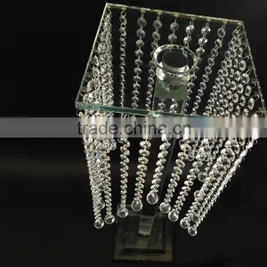 Clear Crystal Flower Stand With Crystal Pendant Wedding Centerpieces Home Decor R-3044 thumbnail-2
