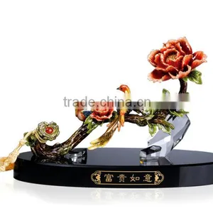 RORO Chinese Trational Wish Ruyi Peony Enamel Decorative Article for Home Decoration/gift thumbnail-1