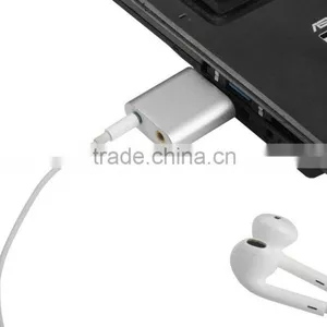 Top Grade External USB Audio Adapter Sound Card With Stereo Headphone/Speaker and Mono Microphone Jacks(Aluminum Casing) thumbnail-1