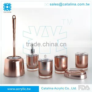 Taiwan Manufacturer High Quality Gold Soap Dispenser Soap Dish Acrylic Bathroom Accessory thumbnail-3