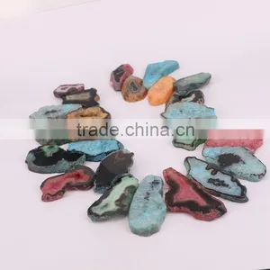 Multi Color Agate Stone Druzy Beads - Agate Connector Stones For Jewelry Making thumbnail-1