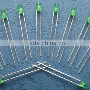 3mm Round Pure Green Diffused Dip LED thumbnail-1