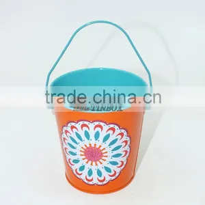Colorful Handle Round Shape Metal Bucket Tin Can thumbnail-4