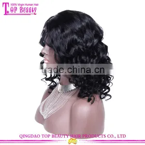 18 Inches Wholesale Price Qingdao Factory Loose Wave Side Part Lace Front Wig Brazilian Human Hair Wig thumbnail-2