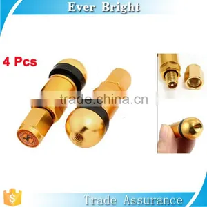 Auto Valve Vehicles Tubeless Plug in Wheel Valve Cap Gold Tone 4PCS thumbnail-3