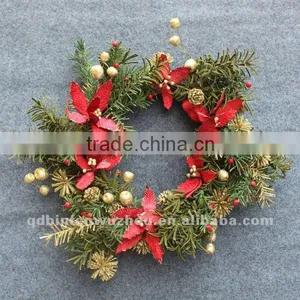 Artificial Ringed By Gold Berry With Red Flowers thumbnail-1