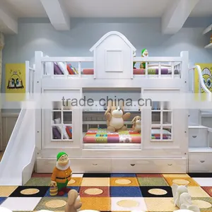 Factory Price Colourful Wood Children Bunk Bed With Slide thumbnail-2