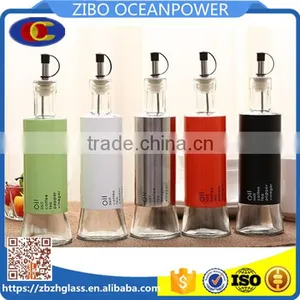 Glass Oil Vinegar Bottle Olive Jar With Metal Coat Pourer 5 Colors thumbnail-1
