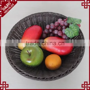 Handweaved Strong Functional Rattan Round Bread Fruit Basket for Supermarket thumbnail-3