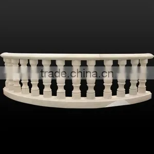 Outdoor White Marble Rail Pillar thumbnail-1