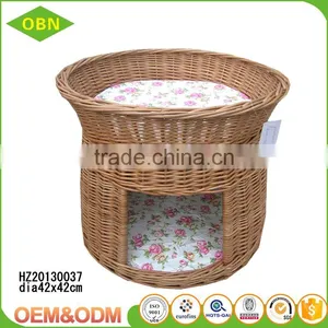 Custom Comfortable Nature Large Handmade 2 Layer Round Willow Wicker Dog Bed thumbnail-2