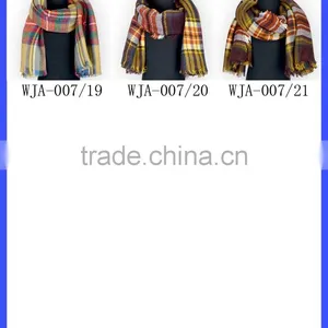 Yellow Blue White Checks Designs Scarf and Shawls Wholesale Women Scarf Pashmina thumbnail-6