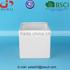 BSCI Certificate Factory Cube Shape Ceramic Flower Pot, Square Planter Pot thumbnail-1