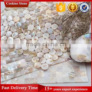North America Designer Home Decor Penny Round Shell Mosaic Tiles thumbnail-1